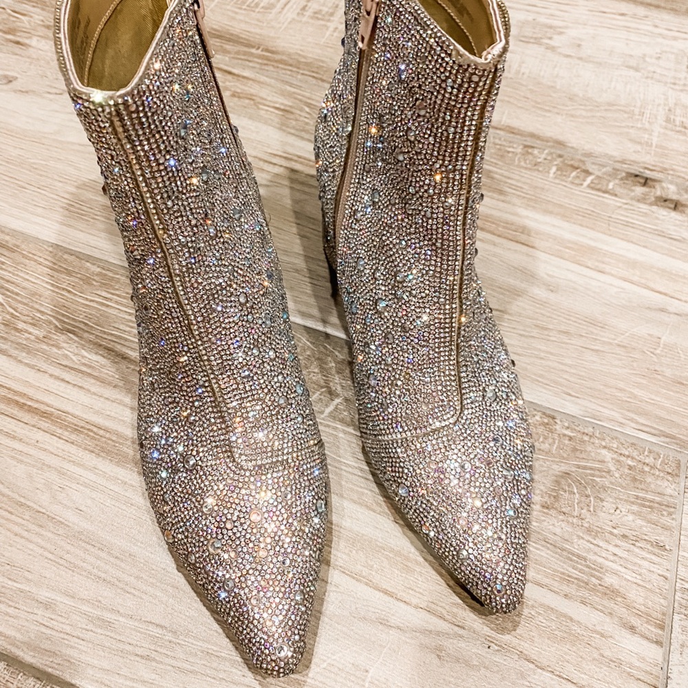 Betsey Johnson Kyla Rhinestone Booties- size 8